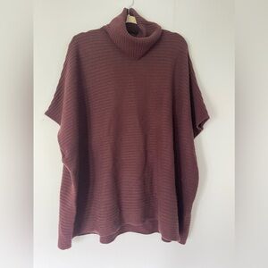 Garnet Hill Cashmere Ribbed Turtleneck Poncho. Size S